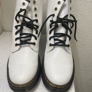 Dr. Martens White Combat Boots with Black Laces